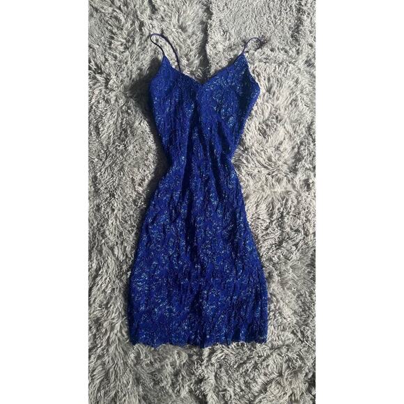 Roberta Blue Lace Spaghetti Strap Mini Dress (Size 5/6) - Picture 4 of 4